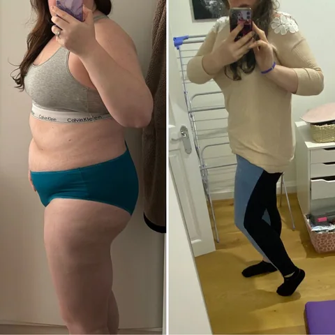 Emma: before on the left, after on the right — personal coaching